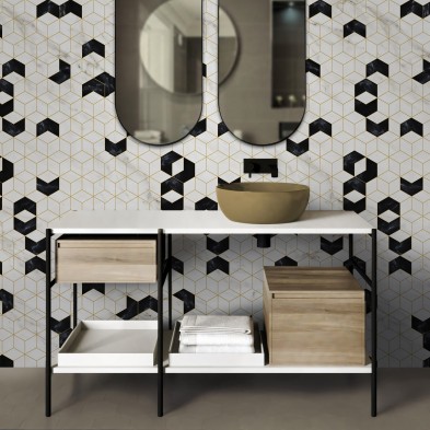 Art Deco Hexagons. Washable, texture vinyl, eco-friendly inks, water resistant, antibacterial for wall tiles. Lokoloko