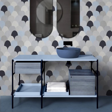 Bluish fish scales - Self-adhesive vinyl for wall decor in the bathroom - Lokoloko