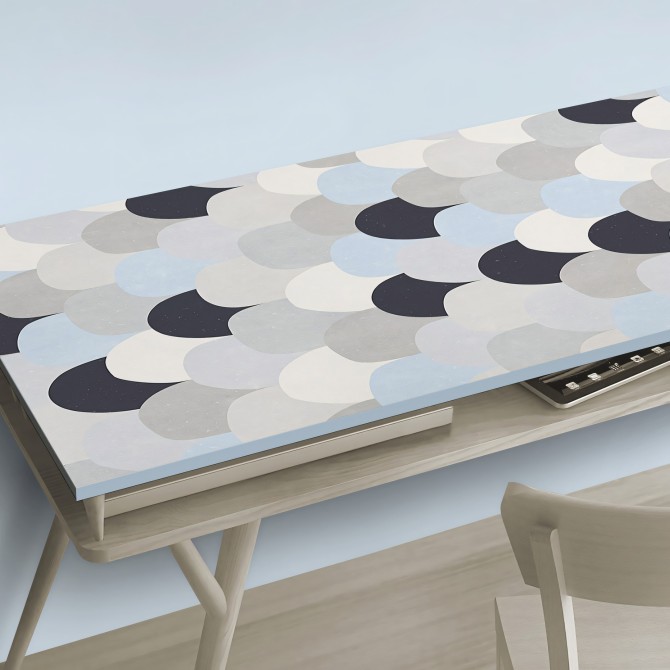 Bluish fish scales - Self-adhesive vinyl for tables decor - Lokoloko