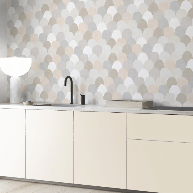 Greyish fish scales - Self-adhesive vinyl for wall kitchen decor - Lokoloko