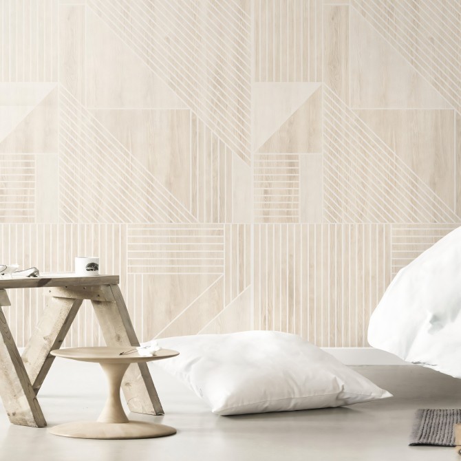White GeometricWood Washable Adhesive vynil for Furniture and Walls
