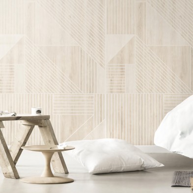 White GeometricWood Washable Adhesive vynil for Furniture and Walls
