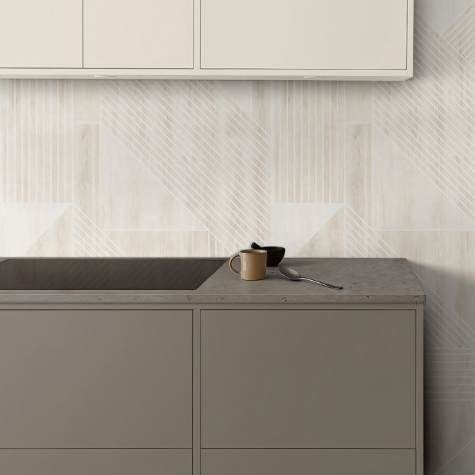 Vinilo Madera Geométrica Blanca para Forrar Muebles y Paredes Cocinas