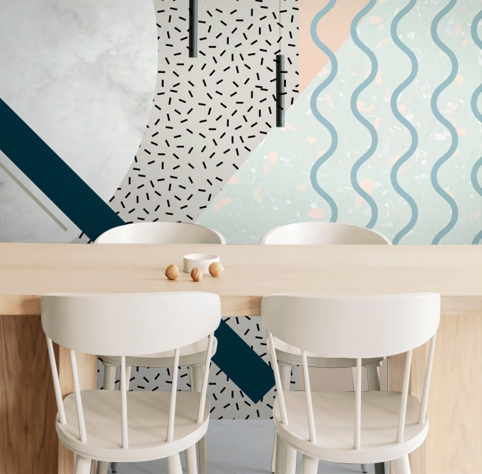 Memphis Polar - Vinilo autoadhesivo lavable para muebles y paredes. Lokoloko