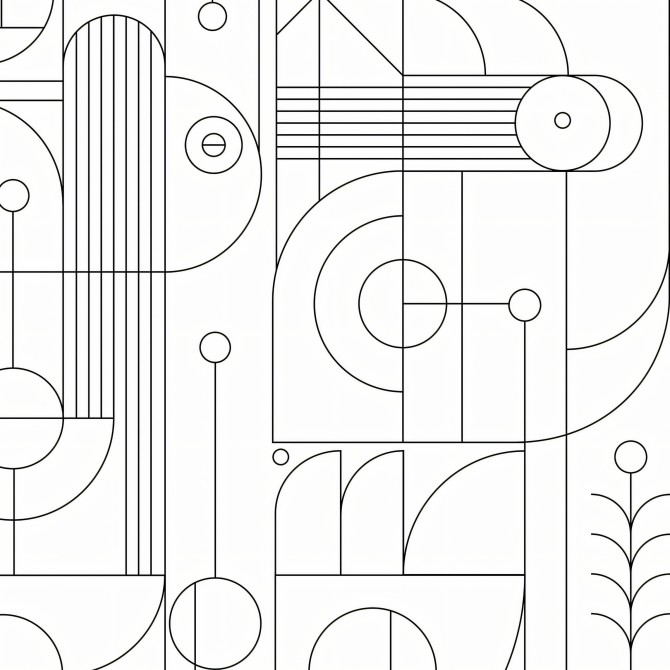 Mural Geométrico Line blanco y negro de vinilo para paredes y muebles