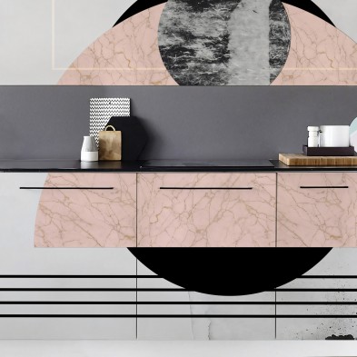 Abstraction and Geometry - Washable self-adhesive vinyl wall mural. Eco inks. Vinyl for kitchen tiles wall. Lokoloko