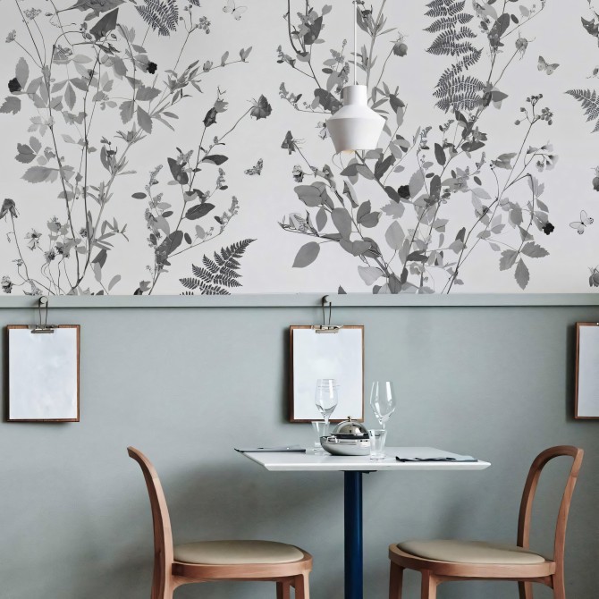 Tempus blanco y negro - Mural de vinilo autoadhesivo lavable para paredes y muebles