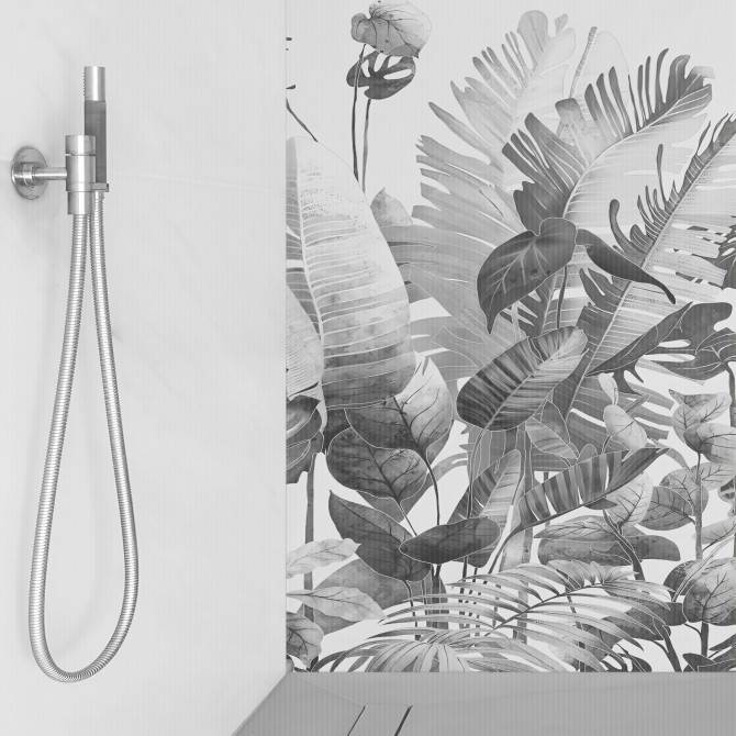 Tropicalia Black & white - Washable Self-adhesive vinyl wall mural