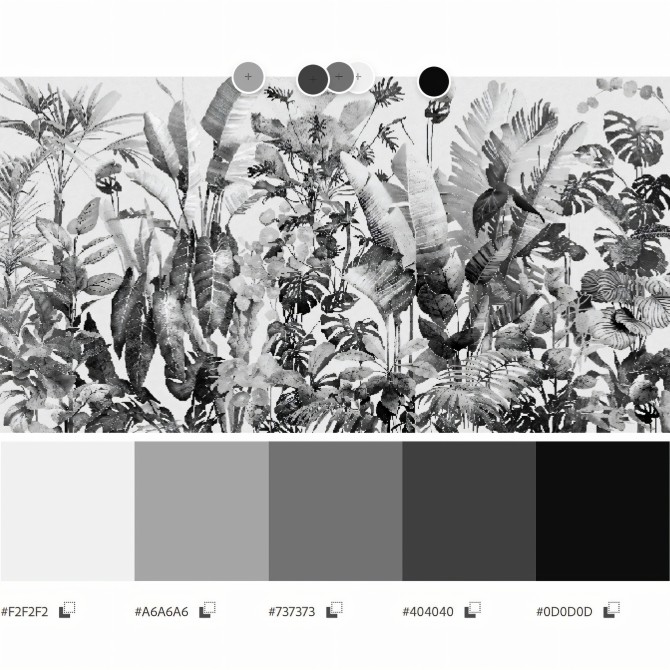 Tropicalia Black & white - Washable Self-adhesive vinyl wall mural