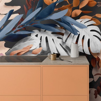 Bohemia - Mural de Vinilo lavable autoadhesivo con tintas ecologicas para paredes cocinas. Floral lokoloko