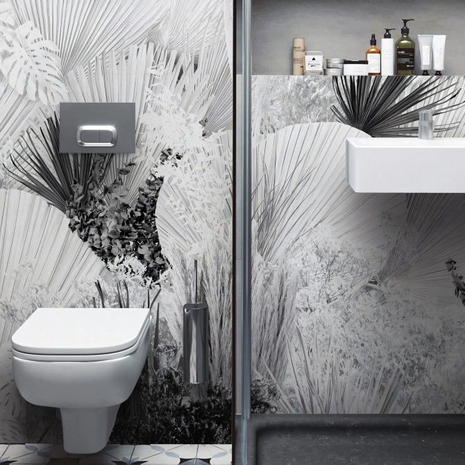 Blancadona -full mural washable self-adhesive vinyl mural for kitchens bathrooms furniture walls leaves minimalism warm lokoloko