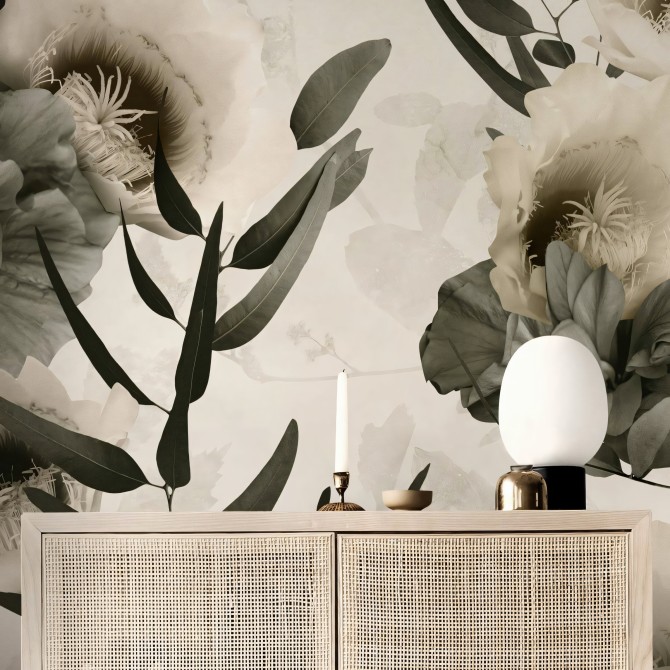 Deva - Mural de vinilo autoadhesivo lavable opaco - Diseño de estampado floral - Lokoloko