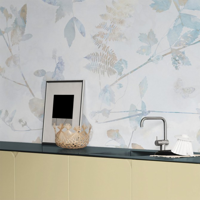 Zen - Mural de vinilo lavable autoadhesivo para paredes de cocinas, azulejos, frentes y copetes, Azul. Lokoloko
