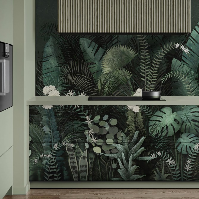 Tropical intenso - Vinilo autoadhesivo lavable opaco para paredes.