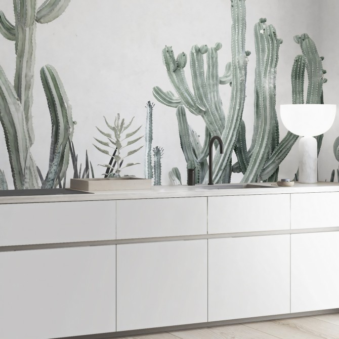 Cactarium - vinilo lavable autoadhesivo opaco para muebles y paredes cocina encimera fregadero Lokoloko