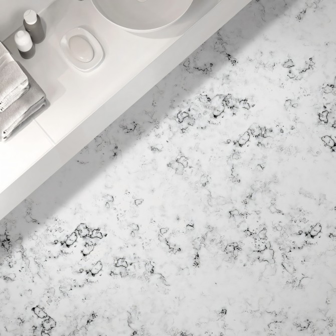 Mármol Blanco 2. Vinilo lavable antideslizante para suelos de baños, opaco ignifugo antibacterias. Lokoloko