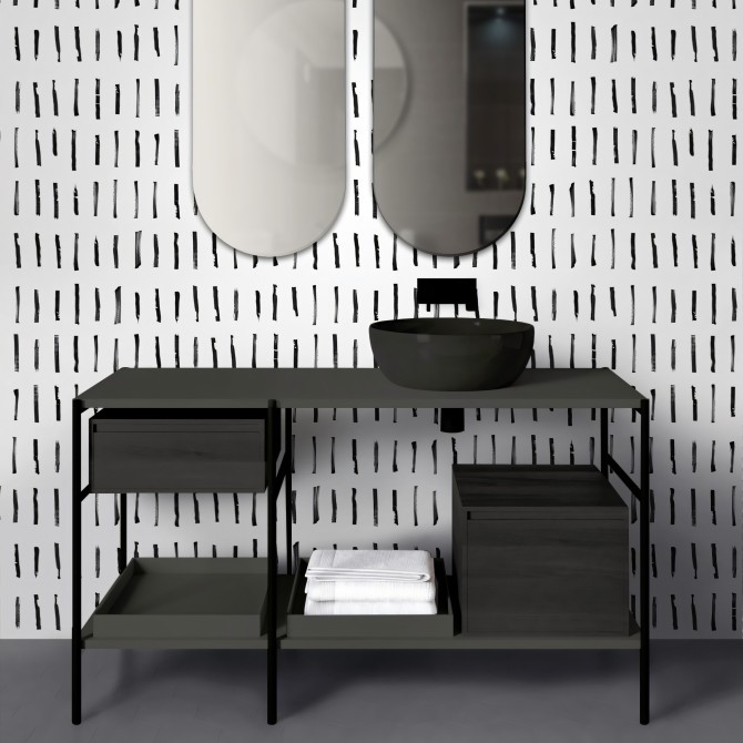 Brush Vertical Mini. Vinilo lavable texturizado, resistente al agua, antibacterias para paredes de baño. Lokoloko