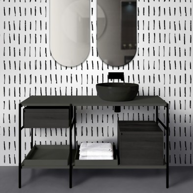 Brush Vertical Mini. Vinilo lavable texturizado, resistente al agua, antibacterias para paredes de baño. Lokoloko