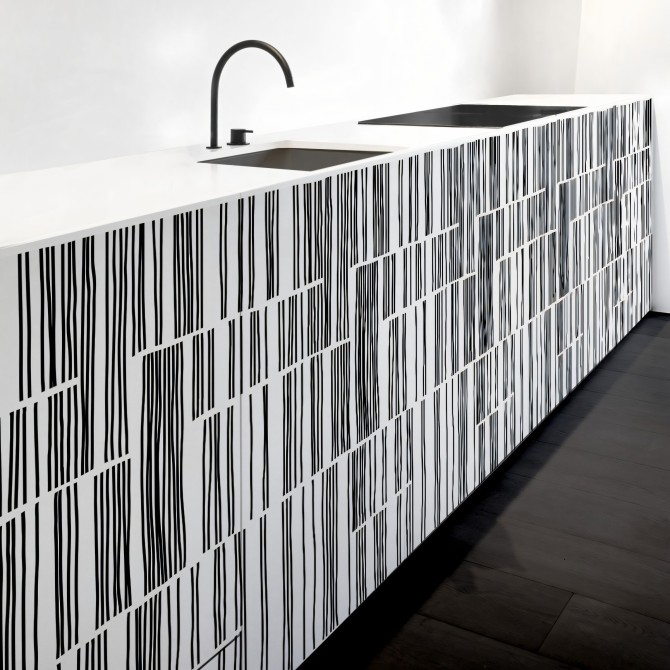 Superposicion. Vinilo lavable texturizado, tintas ecologicas, resistente al agua, antibacterias para muebles de cocina. Lokoloko