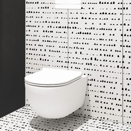 Serene. Washable, texture vinyl, eco-friendly inks, water resistant, antibacterial for bathroom wall tiles. Lokoloko