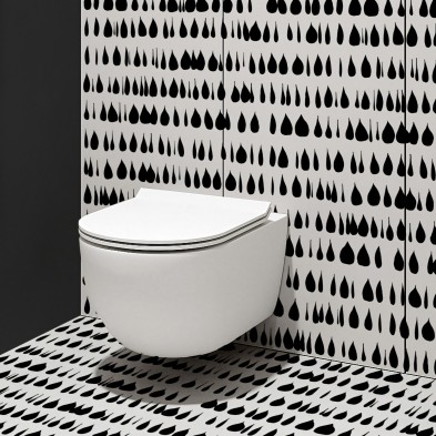 Drops. Vinilo lavable texturizado, tintas ecologicas, resistente al agua, antibacterias para paredes de baños. Lokoloko