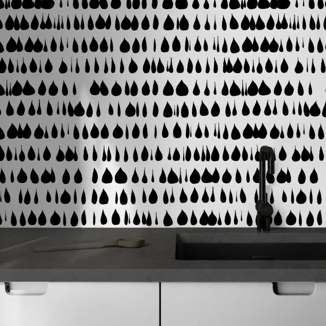 Drops. Vinilo lavable texturizado, tintas ecologicas, resistente al agua, antibacterias para forrar muebles y paredes. Lokoloko