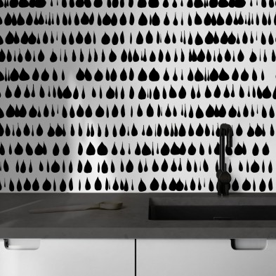 Drops. Washable, texture vinyl, eco-friendly inks, water resistant, antibacterial for tiles and backslash Kitchen. Lokoloko