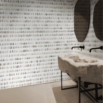 Drops 2. Washable, texture vinyl, eco-friendly inks, water resistant, antibacterial for bathroom wall tiles. Lokoloko