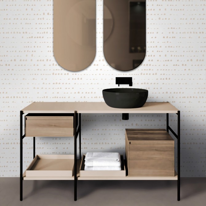 Serene Earth.  Washable, texture vinyl, eco-friendly inks, water resistant, antibacterial for bathroom wall tiles. Lokoloko