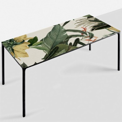 Flores de terciopelo - Vinilo autoadhesivo para forrar mesas de cocina, salón, comedor. Flores, hojas, mostaza, verde . Lokoloko