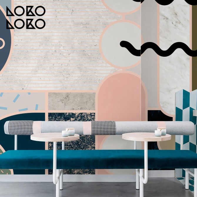 Memphis Boreal - Papel de pared autoadhesivo ecológico sin PVC