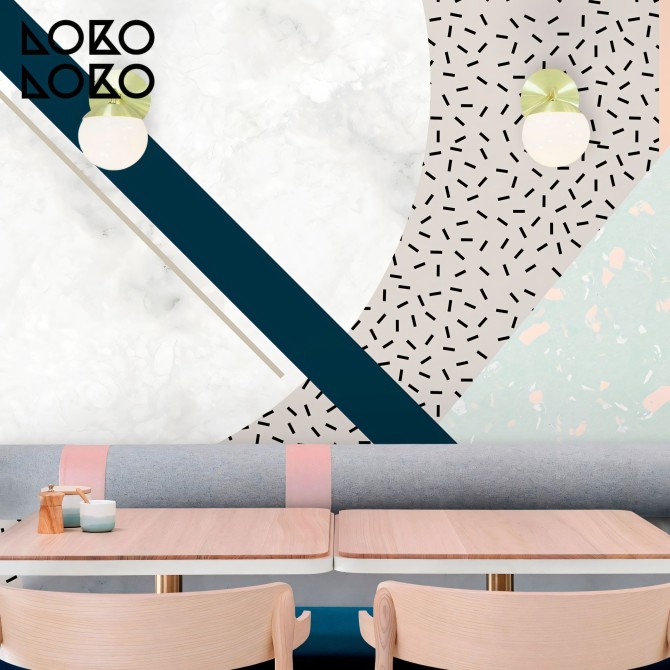 Memphis Polar - Papel de pared autoadhesivo ecológico sin PVC