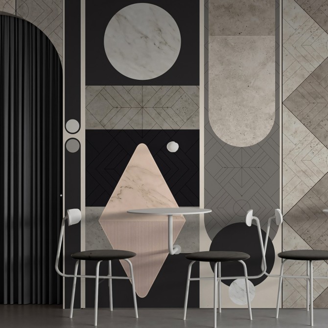Gran Gatsby - Eco-friendly self-adhesive wallpaper mural for dining room walls - Geometry textures - Lokoloko