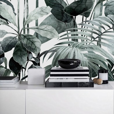Tropicalia - Papel pintado pared ecológico autoadhesivo mural sala estar salón recibidor - Lokoloko
