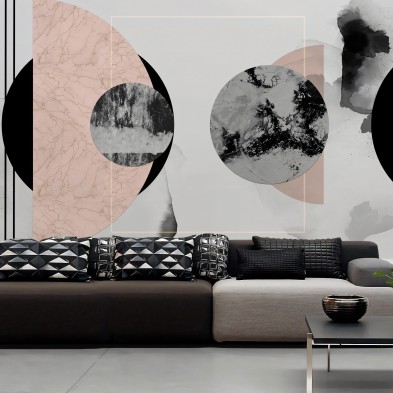 Abstracción y Geometría - Mural de papel pintado autoadhesivo ecológico para paredes de salón. Lokoloko