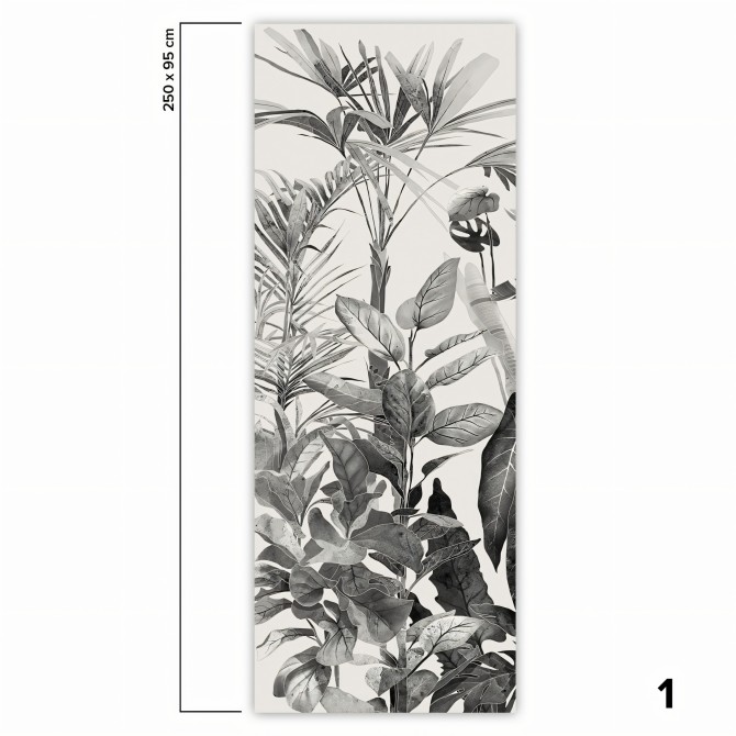 Tropicalia Blanco y Negro - Papel de pared autoadhesivo ecológico sin PVC