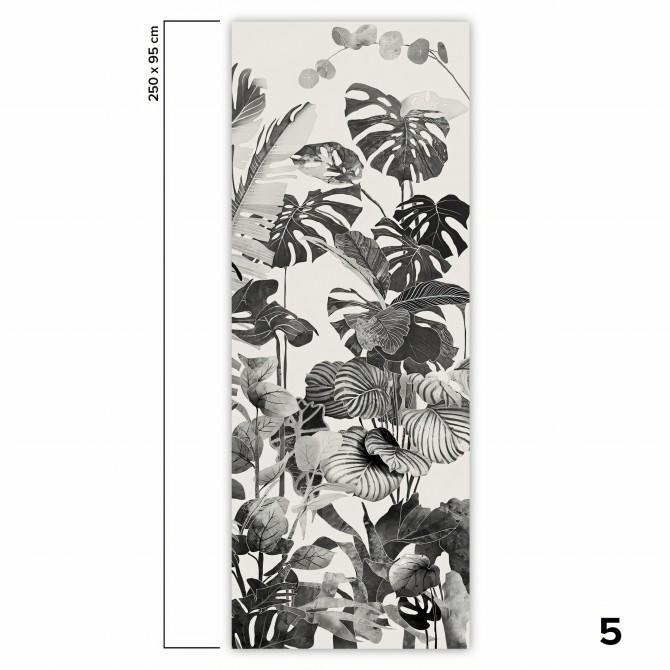 Tropicalia Blanco y Negro - Papel de pared autoadhesivo ecológico sin PVC