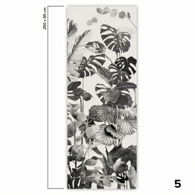 Tropicalia Blanco y Negro - Papel de pared autoadhesivo ecológico sin PVC