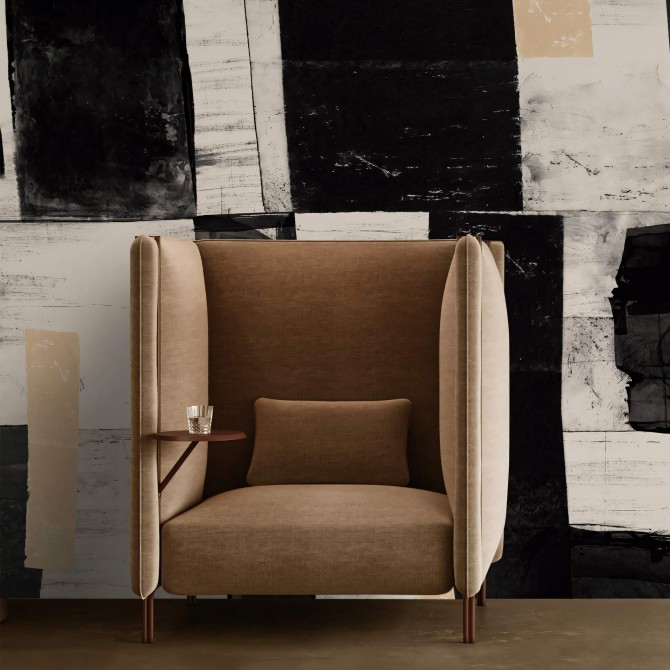Tapies - eco-friendly self-adhesive wallpaper living-room - Abstract art warm color - Lokoloko