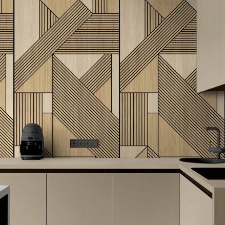 Madera Bergen Geometrica. Vinilo lavable autoadhesivo para paredes de cocinas, azulejos, frentes y copetes. Lokoloko