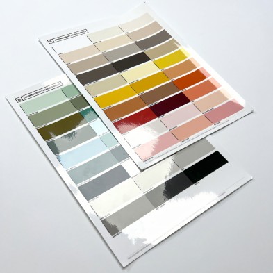 Muestrario Colores lisos de vinilo brillo, tintas ecologicas, resistente al agua, opacos para forrar muebles y paredes. Lokoloko