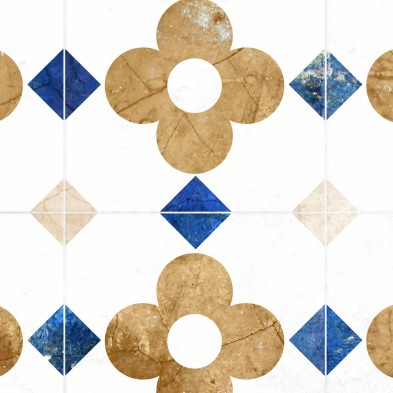 Vinyl for floor with brown flowers's tiles