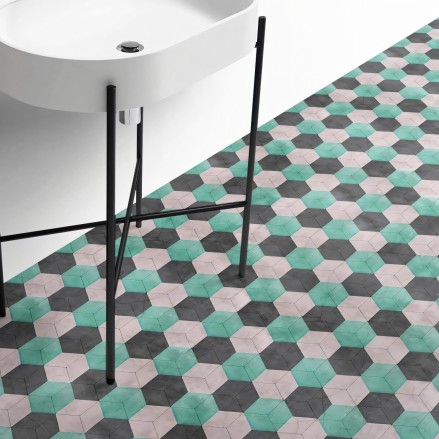 Hexágonos de 3 colores (mini) - Vinilo para suelos