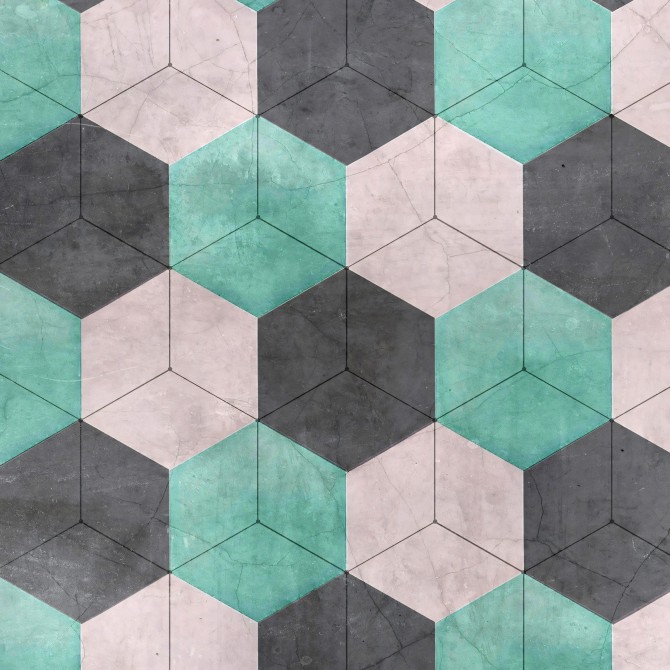 Hexágonos de 3 colores (mini) - Vinilo para suelos
