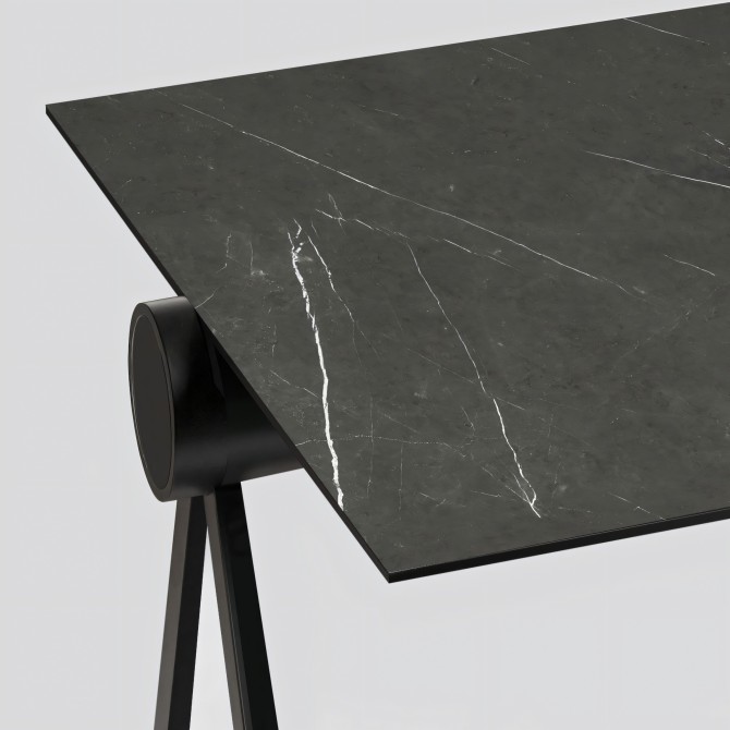 Mármol Nero - Vinilo para mesa de escritorio  gris oscuro con vetas blancas, lavable, opaco y autoadhesivo, lokoloko
