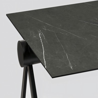 Mármol Nero - Vinilo para mesa de escritorio  gris oscuro con vetas blancas, lavable, opaco y autoadhesivo, lokoloko