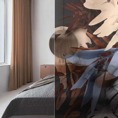 Bohemia - Mural de vinilo transparente lavable autoadhesivo para tabiques de cristal separador de dormitorio. Lokoloko