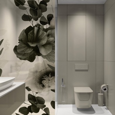 Deva - Washable translucent vinyl sticker with ecological inks, for glass partition of bathrooms. Grey, brown. Lokoloko
