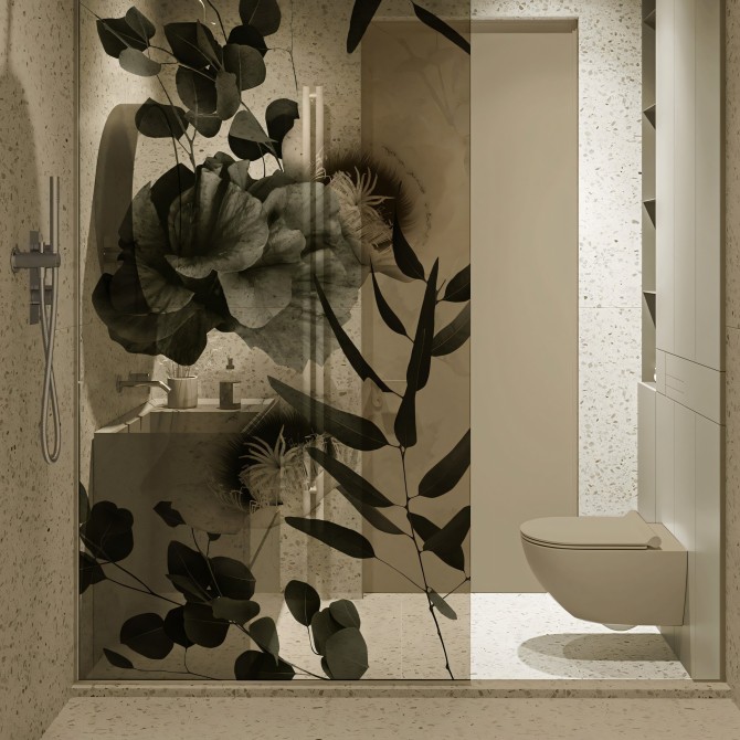 Deva - Mural de vinilo transparente autoadhesivo lavable para mamparas de baño y ducha de cristal. Gris, tierra. Lokoloko