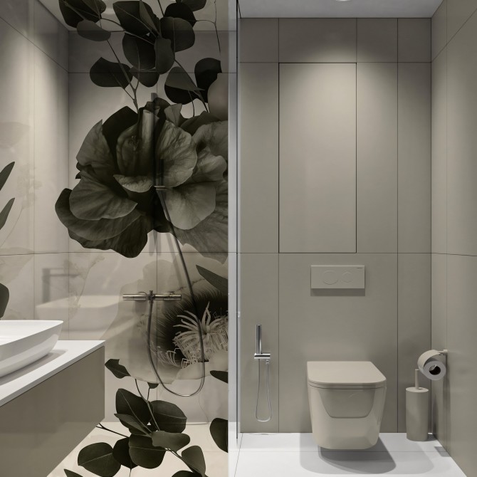 Deva - Washable transparent vinyl sticker with ecological inks, for glass partition of bedrooms. Grey, brown. Lokoloko